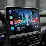 Unitate multimedia auto cu ecran tactil și interfață Android Auto și Apple CarPlay instalată în bord - XProduse Auto