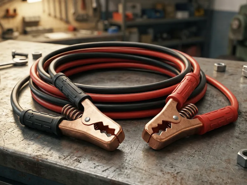 Accesorii incărcare auto: Cabluri de pornire auto profesionale cu cleme izolate și secțiune groasă din cupru.