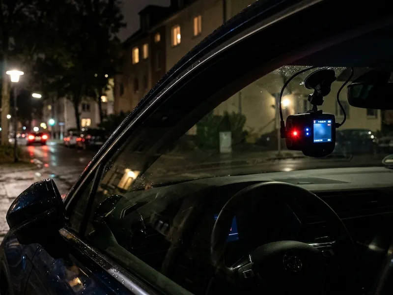 Sistem de monitorizare parcare activat de senzorul de mișcare al camerei de bord.